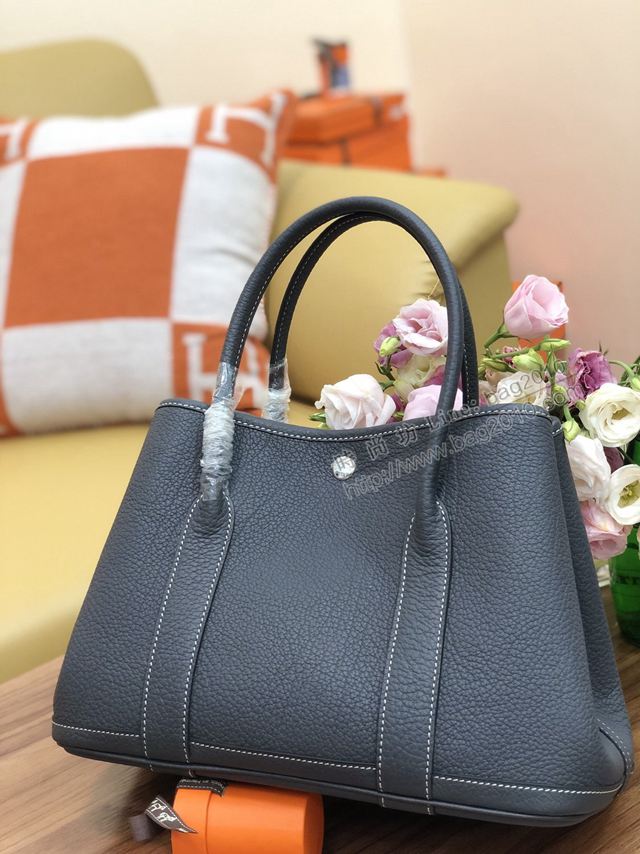HERMES女包 花園包30cm Garden party  愛馬仕togo皮手提包 錫器灰  Ama1629